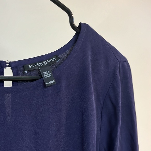 Eileen Fisher Purple Tunic Silk Dress with Ruffle Sleeves - Picture 3 of 5